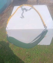 (04-0002) Deluxe Swing Belt-Green with Yellow Coated Chains-225 Weight Limit