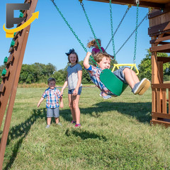 Backyard Discovery Woodridge Elite Cedar Wood Swing Set with Wave Slide Clubhous