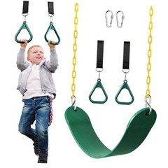 Toddler Swing & Gym Rings – Swing Set Accessories with Snap Hooks, 2 Green2