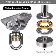 2 Pack Silent Swing Hanger Heavy Duty Stainless Steel Swing Hook with Swivel …