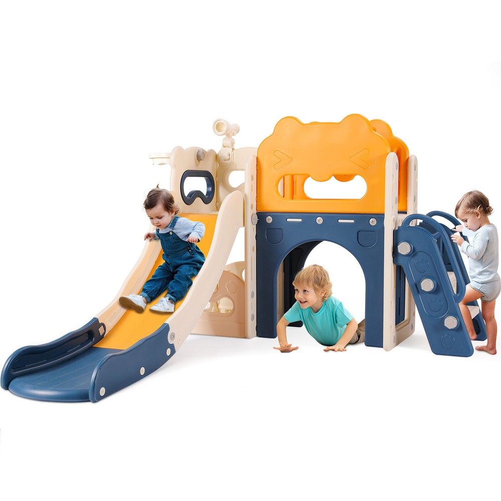 Kids Slide Climber Playset 8-in-1 Freestanding Slide for Toddler Indoor Outdoor