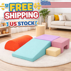 Soft Foam Climbing Blocks for Toddlers, Indoor Playset with Suede Fabric PCS 6