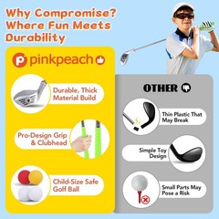 Toddler Golf Set with Bag, 3-8 Kids Set with Automatic Ball Return, Mat, LED…