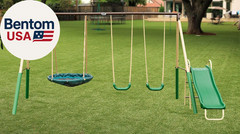 Superdisc Swing Set with Superdisc Swing. 5 User Capacity, Easy Assembly, Metal