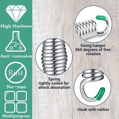 2 PCS Hammock Chair Spring, Premium Porch Swing Springs Hold up to 1300lbs, H…