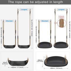 SELEWARE 2 Pack Heavy Duty Plastic Swing Seats with Adjustable Rope & Quick C…