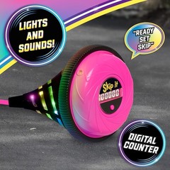 Nostalgic 90s Skip It Toy – Light Up Ball and Digital Counter, Pink, 31-Inch