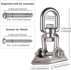 Heavy Duty 360° Swivel Swing Hanger, Stainless Steel Swing Hook for Ceiling Wood