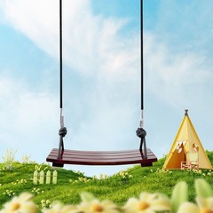 Wooden Swing Seat Nostalgic Outdoor Wood Swing for Kids Tree Swing for Adults