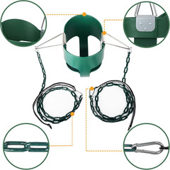 Toddler Swing, Full Bucket Baby Swing Seat & Iron Chains (Green) | Baby Swing Ou