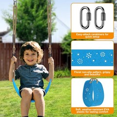 SELEWARE Blue Adjustable Kids Swing Seat for Indoor/Outdoor Play, 500lb Support.