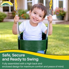Heavy-Duty High Back Toddler Swing Seat with Coated Chains – Fully Assembled Gre