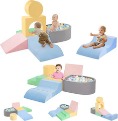 Toddler Climbing Toys Indoor, Baby Foam Climbing Blocks with Ball Pit for 1-3 Ye