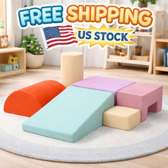 6 PCS Foam Climbing Blocks for Toddlers, Indoor Playset with Suede Fabric Soft