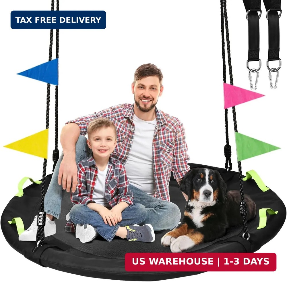 HeyZoo 48 inch Tree Swing, Larger Saucer Flying Swing for Whole Family, 900lbs W