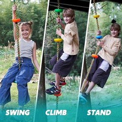 Tree Swing for Kids -Climbing Rope Tree with Platforms and Disc Seat Blue