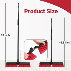 24″ Push Broom Outdoor with 63″ Long Handle and Stiff Bristles, Heavy Duty Ou…
