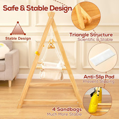 Foldable Montessori Wooden Swing Set for Toddlers 6-36 Months, Indoor/Outdoor