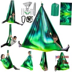 HiCamer Double Layer Sensory Swing for Kids & Adults Holds up to Aurora Green