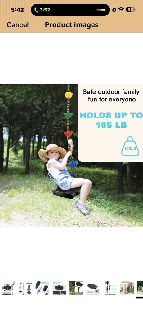 Tree Swing for Kids Climbing Rope Disc Swing with Platforms Black
