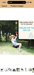 Tree Swing for Kids Climbing Rope Disc Swing with Platforms Black