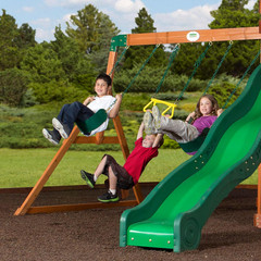Backyard Discovery Shenandoah Cedar Wood Swing Set with Wave Slide, Raised Clubh