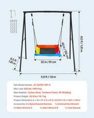 VEVOR Swing Set for Backyard Swingset Outdoor for Kids 60 x 32 in A-Frame Stand