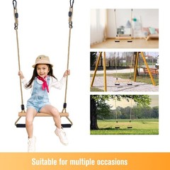 Wooden Trapeze Swing Bar with Gym Rings for Children’s Swing Set Indoor Outdo…