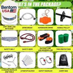 Zipline for Backyard Kids and Adults,Zipline Kits for Backyard with 120Ft Cable,