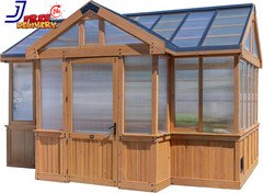 Savannah Chalet Style 14.5′ X 12′ Cedar and Polycarbonate Walk-In Greenhouse Kit