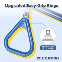 Trapeze Bar Swing Set Gym Rings 47″ Heavy Duty Chain Swing Set 17″ Blue