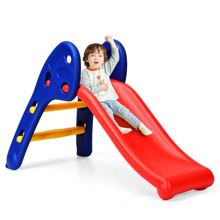 2-Step Children Folding Slide Plastic Fun Toy Sturdy Kids Indoor Outdoor Playset