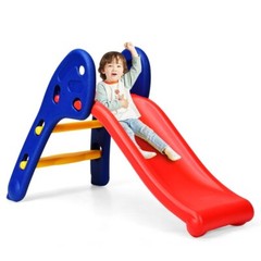 2-Step Children Folding Slide Plastic Fun Toy Sturdy Kids Indoor Outdoor Playset