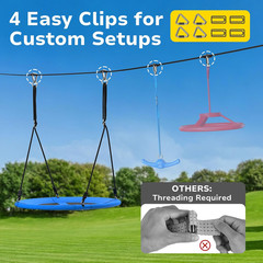 Slackline Swing Sets for Backyard, 40″ Saucer Swing Set between Trees, Outdoor P