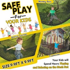 Heavy Duty Climbing Net for Kids – 9.9FT Double Layer Playground Safety Mesh, Tr