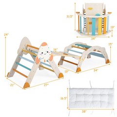 8-in-1 Climbing Toys for Toddlers with Triangle Ladder, Convertible Ramp, Indoor