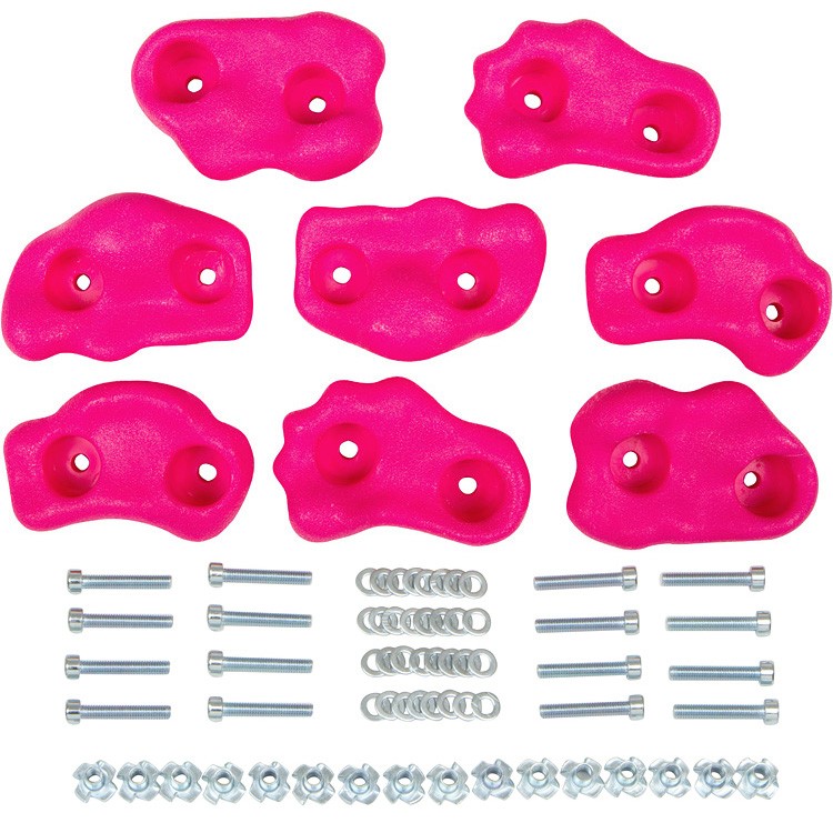 SWING SET STUFF SMALL TEXTURED ROCK HOLDS SET OF 8 MOUNTING HARDWARE PINK 0014