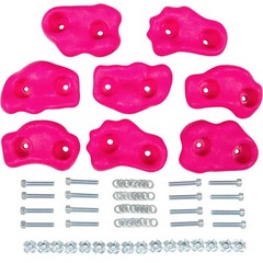 SWING SET STUFF SMALL TEXTURED ROCK HOLDS SET OF 8 MOUNTING HARDWARE PINK 0014