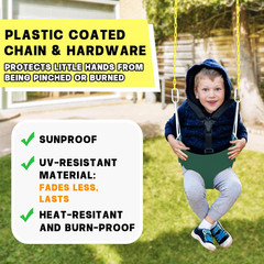 High Back Toddler Swing with Safety Harness & 66″ Chain – Green, 6-24 Months
