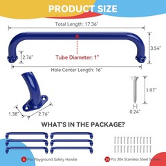 17.3 Inch Safety Playground Handles Metal Indoor Outdoor Climbing Monkey Bars…