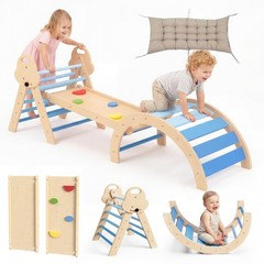 8-in-1 Wooden Climbing Set for Toddlers with Cushion, Foldable Montessori Ind…
