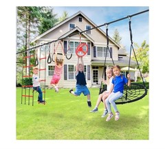 50FT Ninja Warrior Obstacle Course for Kids w/ 10 Ninja Course Obstacles 250lbs