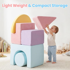 Toddler Climbing Toys Indoor, 6 PCS Foam Climbing Blocks for Baby Crawling Slidi