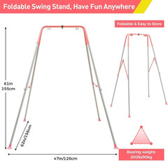 Heavy Duty Foldable Swing Stand for Kids with Sandbags – Pink