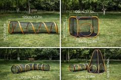 Outdoor Cat Tunnel Playset with Pop-Up Cubes & Tent – Portable Mesh Cat Playpen