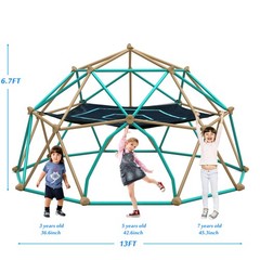 13ft Kids Dome Climber for Outdoor Play – 1000LB Rust Resistant Steel w/ Hammock
