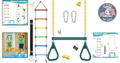 48” Trapeze Swing Bar & 6.8ft Climbing Rope Ladder for Outdoor Fun – 2 Pack