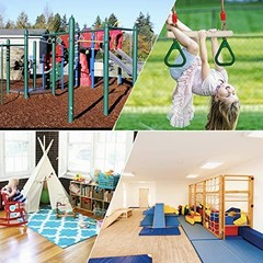 Trapeze Swing Bar with Rings, Wooden Trapeze Swing Bar with Plastic Gym Green