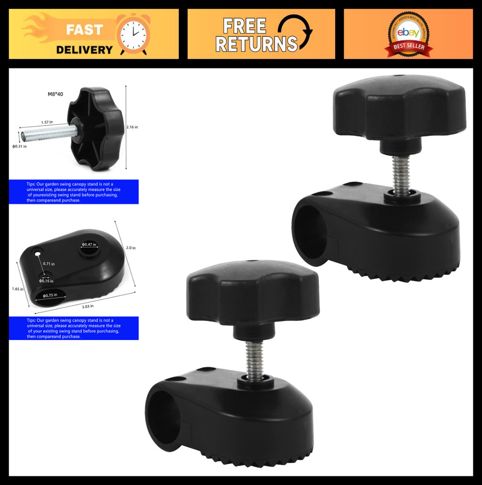 Outdoor Garden Swing Canopy Replacement Fittings – 2 Pcs Plastic Frame Attachmen