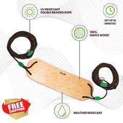 Swurfer Maple Wood Tree Swing Heavy Duty Rope